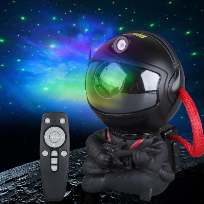 AURBITAL astronaut projector, Black Guitar, cross-legged and playing an electric guitar, with remote