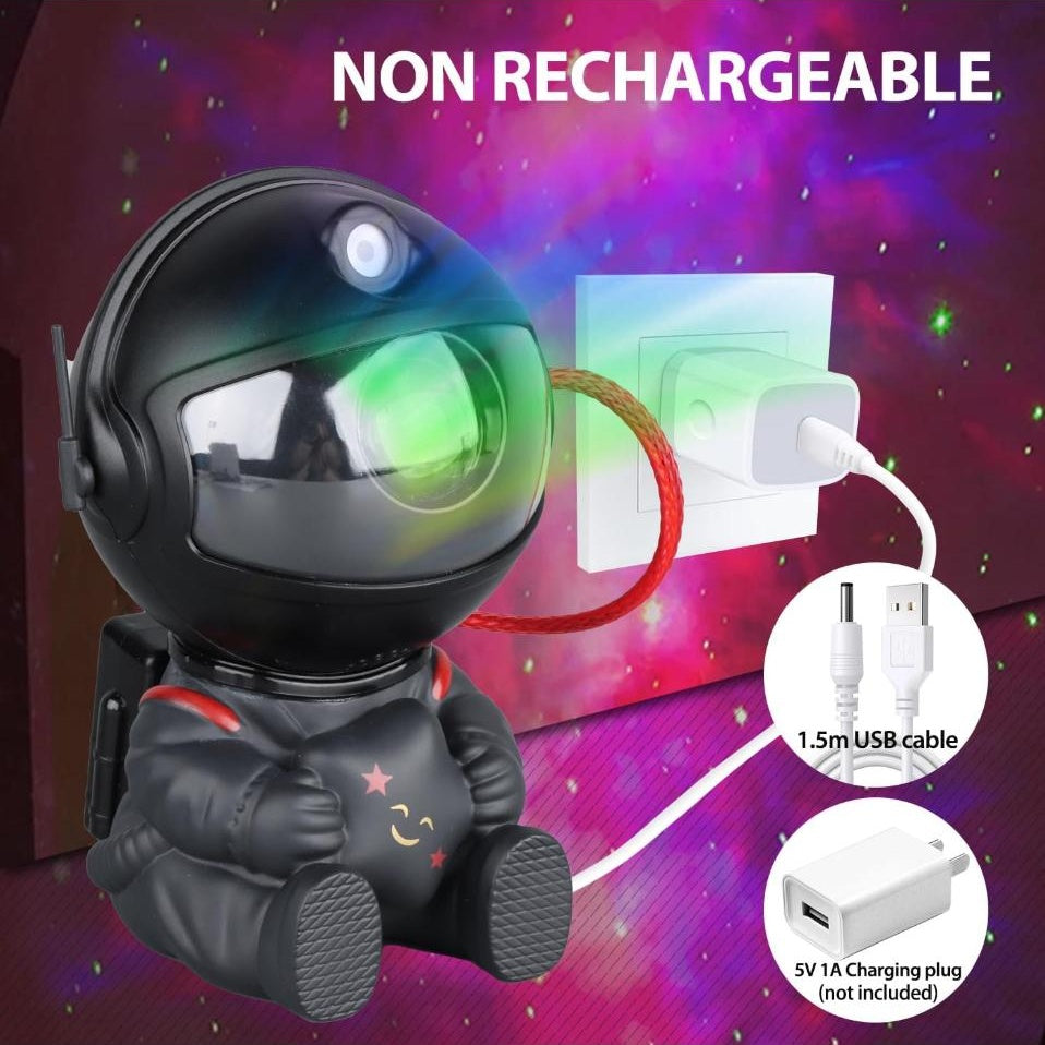 AURBITAL projector with its USB cable and a 5V 1A adapter, not included